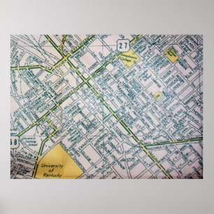 Lexington, KY Vintage Map Poster
