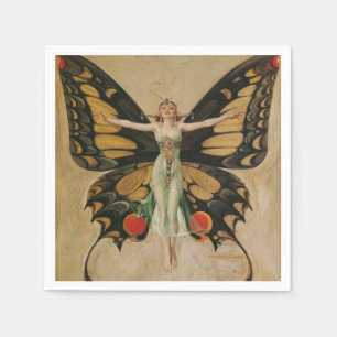 Leyendecker Butterfly Girl Vintage Art Deco Napkin