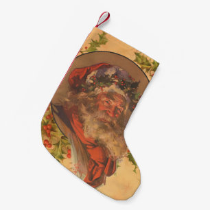 Leyendecker Father Christmas Antique Victorian Small Christmas Stocking