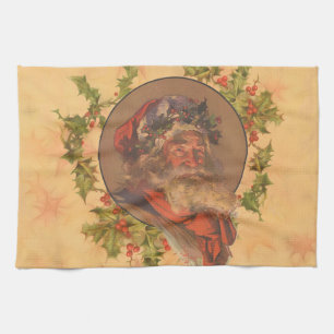 Leyendecker Father Christmas Antique Victorian Tea Towel