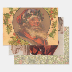 Leyendecker Father Christmas Antique Victorian Wrapping Paper Sheet