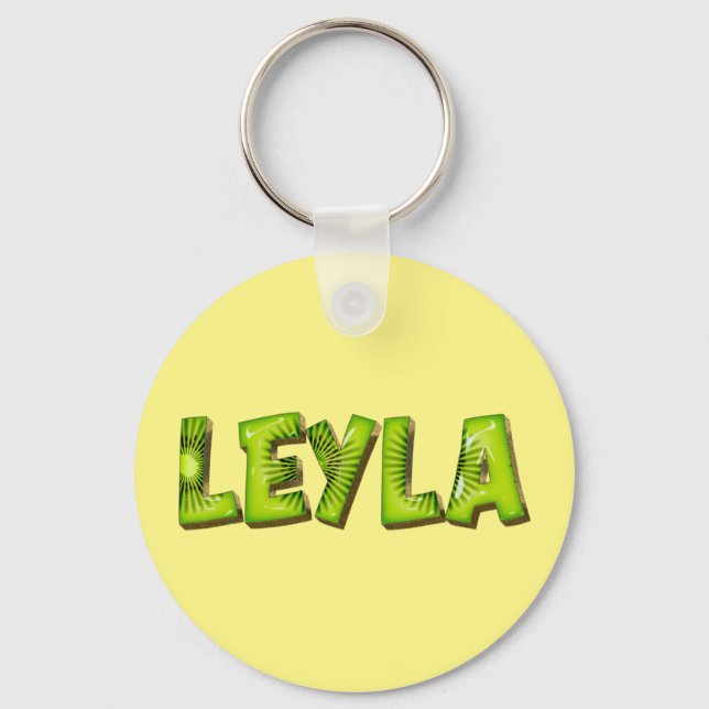 Leyla Name Kiwi Design Keychain (Front)