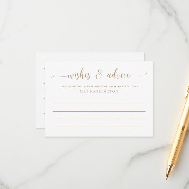 Leyton Gold Wishes and Advice Enclosure Card (Front/Back In Situ)