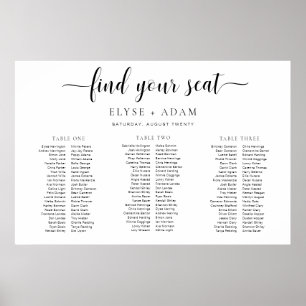 Leyton Minimal 3 Banquet Table Seating Poster