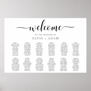 Leyton Modern Minimal 12 Table Seating Poster