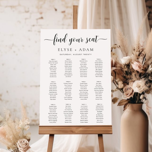 Leyton Modern Minimal 12 Table Seating Poster (Creator Uploaded)