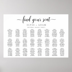 Leyton Modern Minimal 24 Table Seating Poster