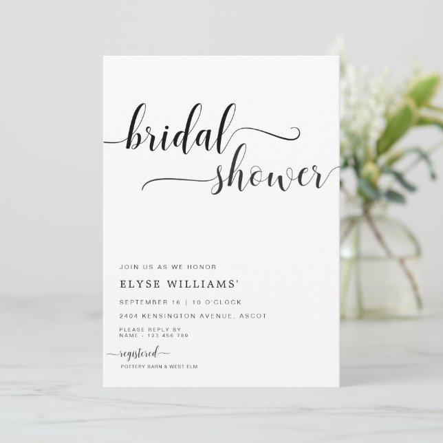 Leyton Modern Minimal Bridal Shower Invitation (Standing Front)