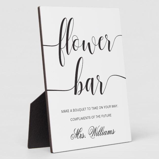 Leyton Modern Minimal Flower Bar Sign Plaque (Side)