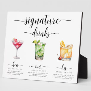 Leyton Modern Minimal Signature Drinks Sign Plaque