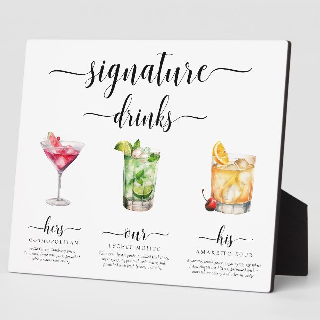 Leyton Modern Minimal Signature Drinks Sign Plaque (Creator Uploaded)