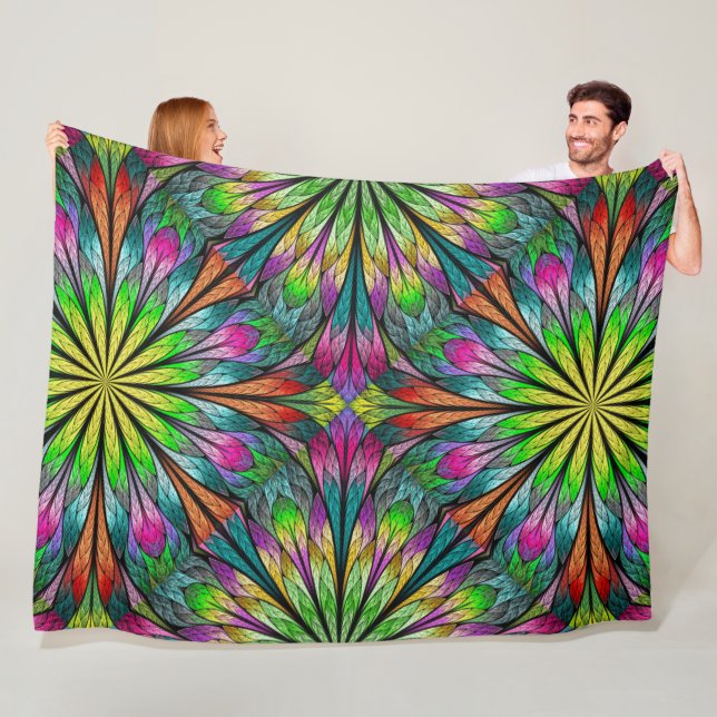 Lg Floral Fractal Fleece Blanket (In Situ)