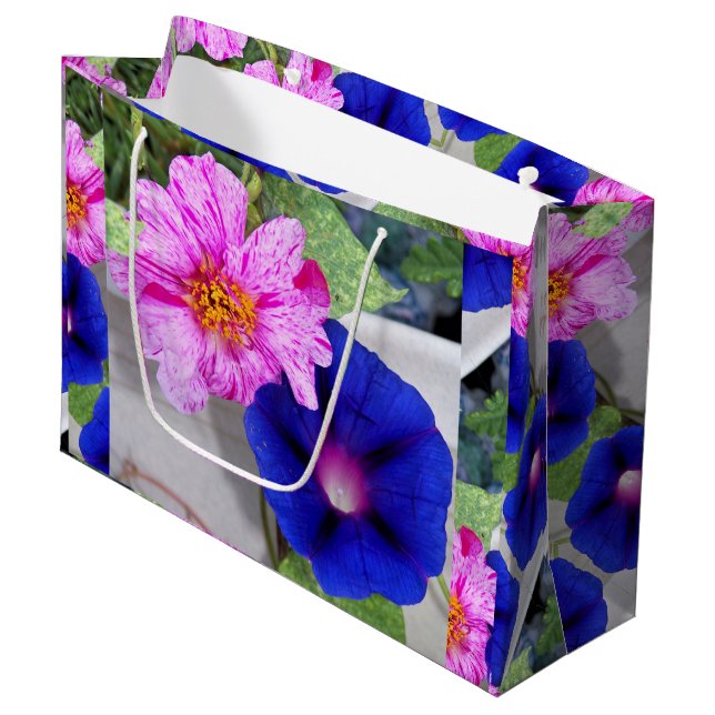 Lg Gift Bag Portulaca & Morning Glory (Front Angled)