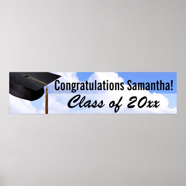Lg Graduation Personalised Blue Sky Indoor Banner Poster (Front)