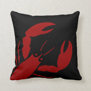 LG LOBSTER RED ON BLACK pillow