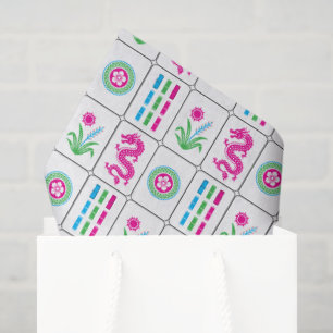 LG Mahjong Tiles #4 Pink Green Capri Blue White Tissue Paper