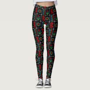 LG Mahjong Tiles #4 Red Green Blue Black Leggings