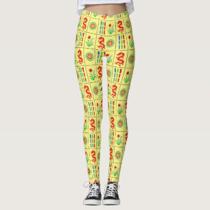 LG Mahjong Tiles #4 Red Green Blue Yellow Leggings