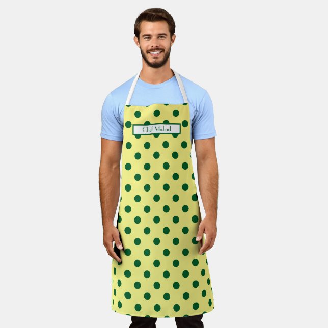 Lg Polka Dot Pattern DIY Colours Green Lt Yellow S Apron (Worn)