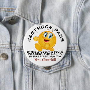 Lg. School Restroom Pass 10 Cm Round Badge
