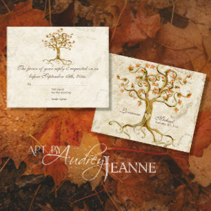 LG Swirl Tree Roots Antiqued Tan RSVP Response