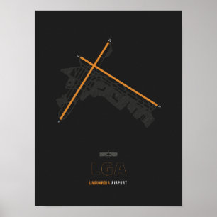 LGA - LaGuardia Airport Runway Diagram Art Poster