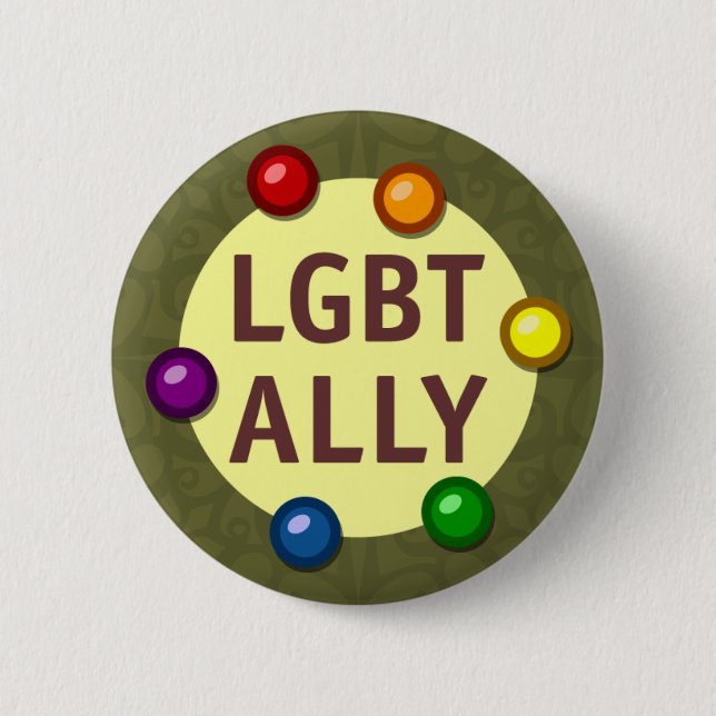 LGBT Ally Baubles Round Button (Front)