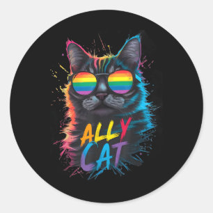 Lgbt Ally Cat Be Kind Gay Rainbow Funny Lgbtq Classic Round Sticker