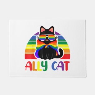 LGBT Ally Cat Be Kind Gay Rainbow Funny LGBTQ Flag Doormat