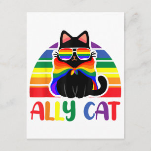 LGBT Ally Cat Be Kind Gay Rainbow Funny LGBTQ Flag Enclosure Card