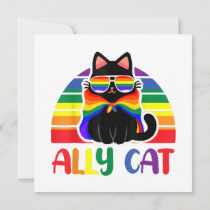 LGBT Ally Cat Be Kind Gay Rainbow Funny LGBTQ Flag Invitation