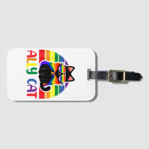 LGBT Ally Cat Be Kind Gay Rainbow Funny LGBTQ Flag Luggage Tag