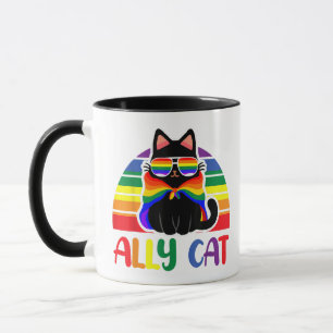 LGBT Ally Cat Be Kind Gay Rainbow Funny LGBTQ Flag Mug