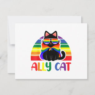 LGBT Ally Cat Be Kind Gay Rainbow Funny LGBTQ Flag RSVP Card