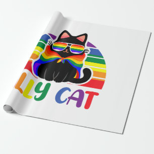 LGBT Ally Cat Be Kind Gay Rainbow Funny LGBTQ Flag Wrapping Paper