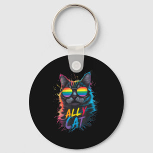 Lgbt Ally Cat Be Kind Gay Rainbow Funny Lgbtq Men  Key Ring