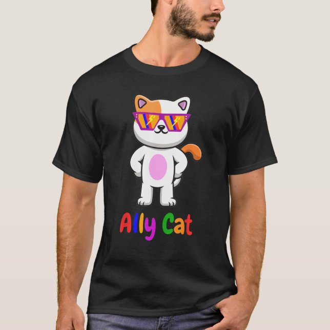 LGBT Ally Cat Be Kind Gay Rainbow  LGBTQ  Idea T-Shirt (Front)
