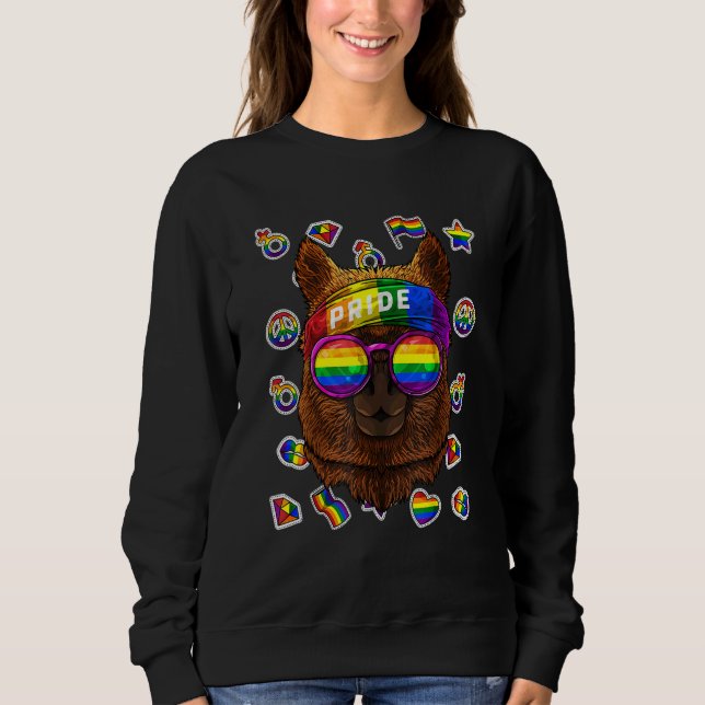 Lgbt Alpaca Gay Pride Month Farm Animal Rainbow Le Sweatshirt (Front)