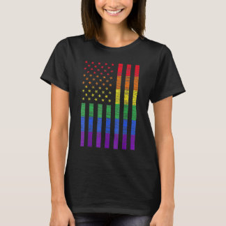 Lgbt American Flag Pride Rainbow Gay Lesbian Bi Tr T-Shirt
