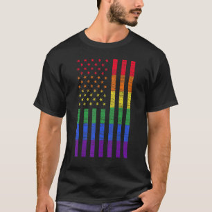 LGBT American Flag Pride Rainbow Gay Lesbian Bi Tr T-Shirt
