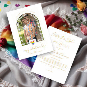 LGBT Arch Effect Pride Heart Happy Valentine's Day Save The Date