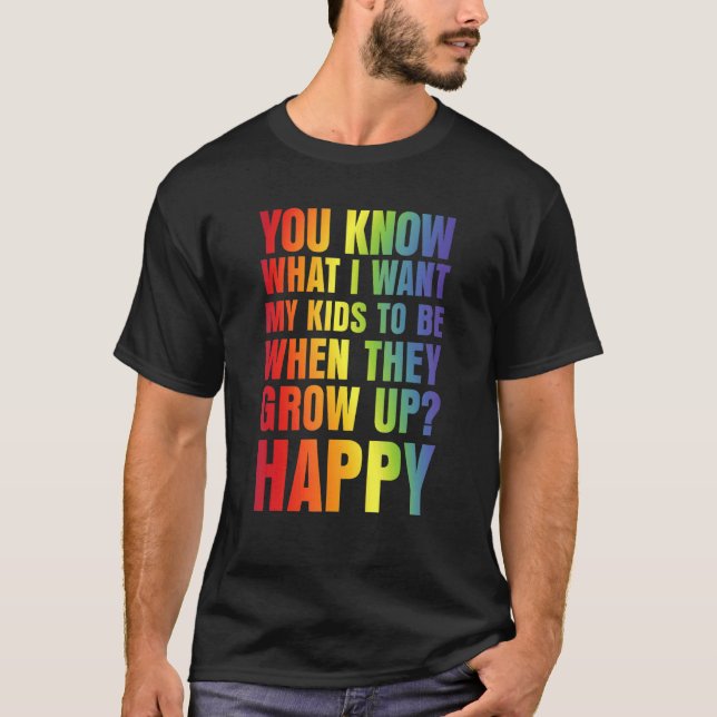 LGBT Awareness Proud Parents Mom Dad Gay Pride Rai T-Shirt (Front)