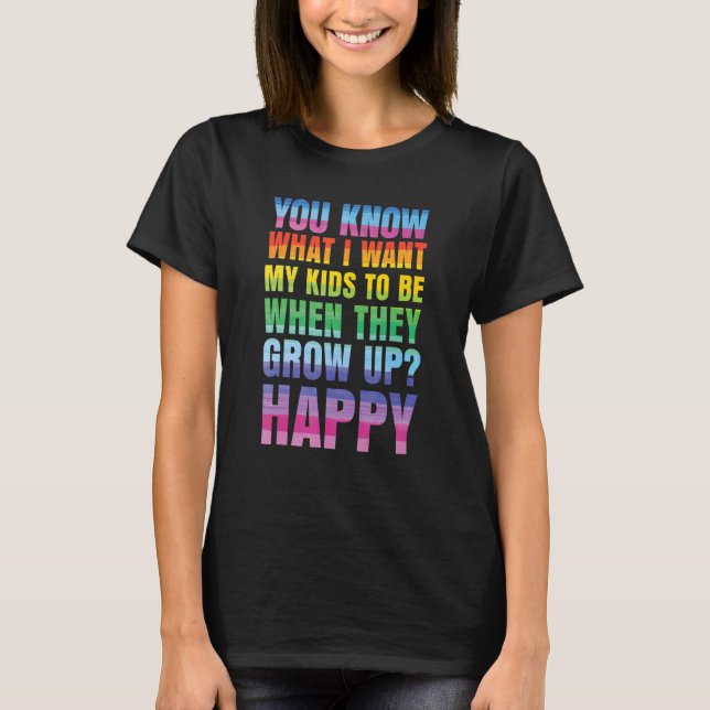 LGBT Awareness Proud Parents Mom Dad Gay Pride Rai T-Shirt (Front)