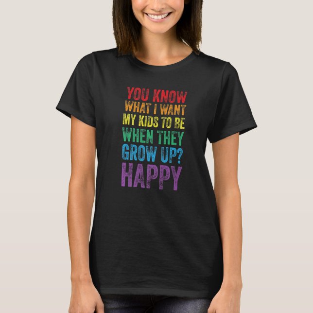 LGBT Awareness Proud Parents Mom Dad Gay Pride Rai T-Shirt (Front)