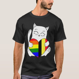 LGBT Belgium Cat Ally Animal  Pride Supporter T-Shirt