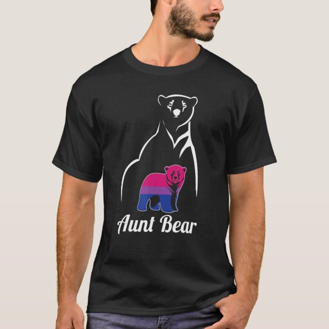 Lgbt Bisexual Aunt Bear Bi Pride Flag T-Shirt (Front)