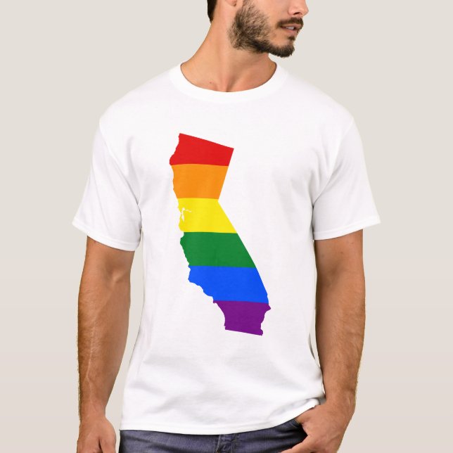 LGBT California, US state flag map T-Shirt (Front)