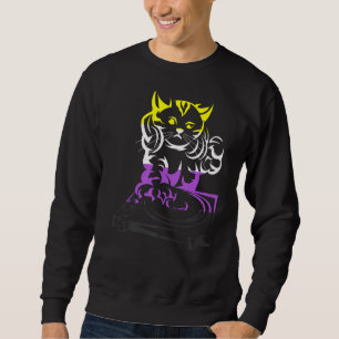 Lgbt Cat Dj Music Third Gender Queer Pride Non Bi Sweatshirt