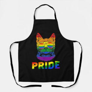 Lgbt Cat Gay Pride Lgbtq Rainbow Flag Cool Apron