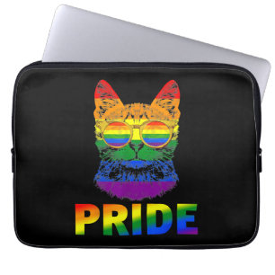 Lgbt Cat Gay Pride Lgbtq Rainbow Flag Cool Laptop Sleeve